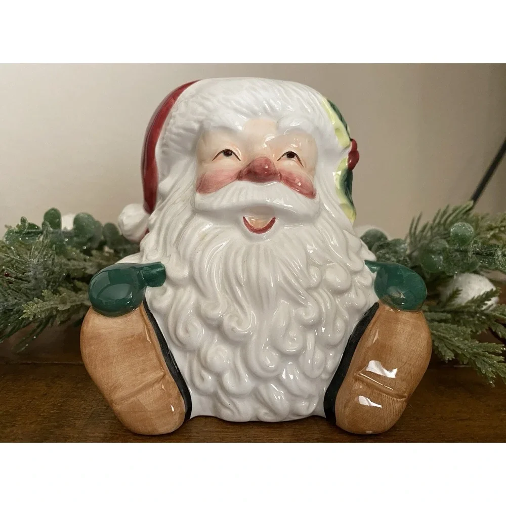 2001‎ Fitz & Floyd Candy Lane Santa Candle Cup Christmas Holiday